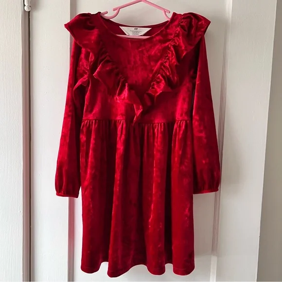 H&M | Dresses | Hm Red Velvet Dress | Poshmark
